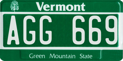 VT license plate AGG669