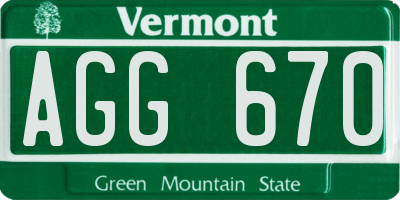VT license plate AGG670