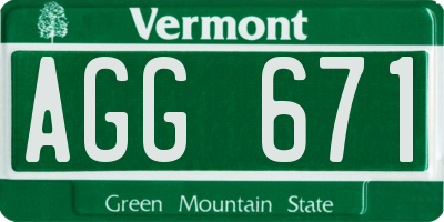 VT license plate AGG671