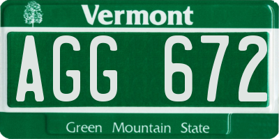 VT license plate AGG672