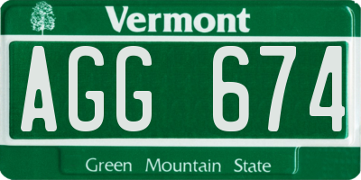 VT license plate AGG674