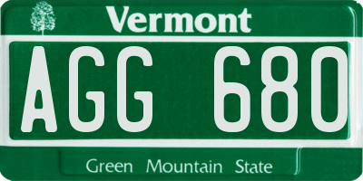 VT license plate AGG680