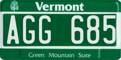 VT license plate AGG685