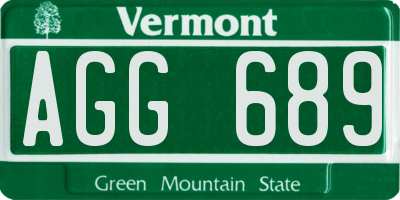 VT license plate AGG689
