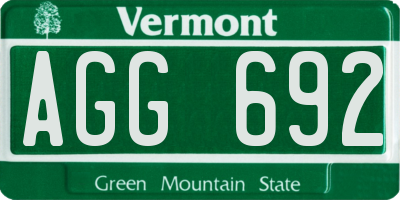 VT license plate AGG692