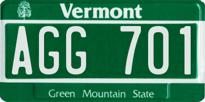 VT license plate AGG701