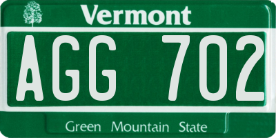 VT license plate AGG702