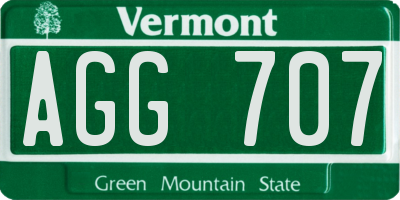 VT license plate AGG707