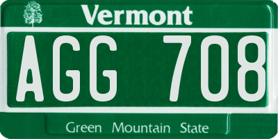 VT license plate AGG708