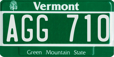 VT license plate AGG710