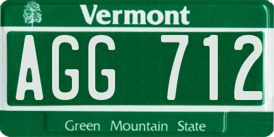 VT license plate AGG712