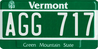 VT license plate AGG717
