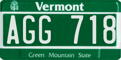 VT license plate AGG718