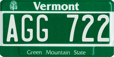 VT license plate AGG722