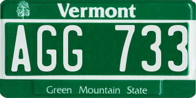 VT license plate AGG733