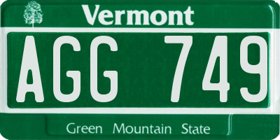 VT license plate AGG749
