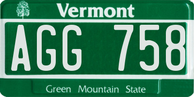 VT license plate AGG758