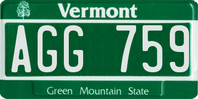 VT license plate AGG759