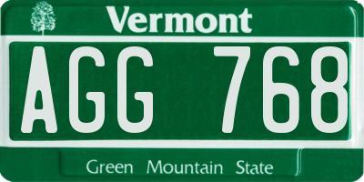 VT license plate AGG768