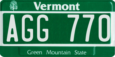 VT license plate AGG770