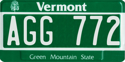 VT license plate AGG772