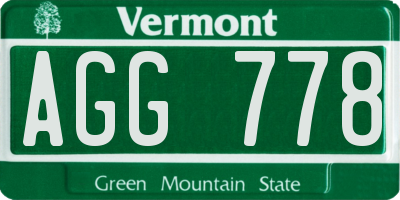 VT license plate AGG778
