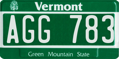 VT license plate AGG783