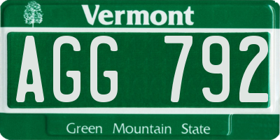 VT license plate AGG792