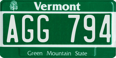 VT license plate AGG794