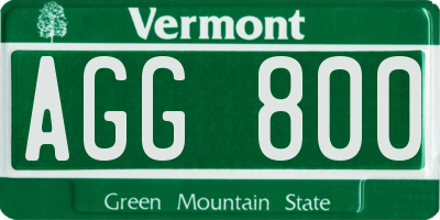 VT license plate AGG800