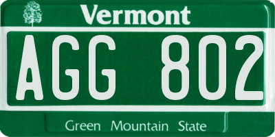 VT license plate AGG802