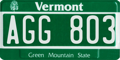 VT license plate AGG803