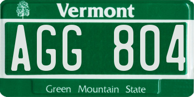 VT license plate AGG804