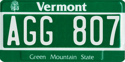 VT license plate AGG807