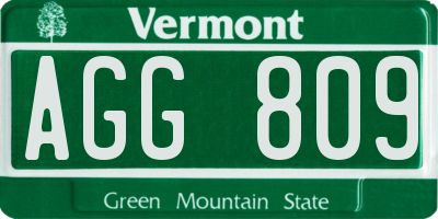 VT license plate AGG809