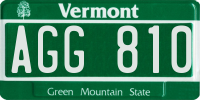 VT license plate AGG810