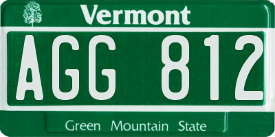 VT license plate AGG812