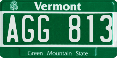 VT license plate AGG813