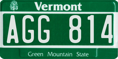 VT license plate AGG814