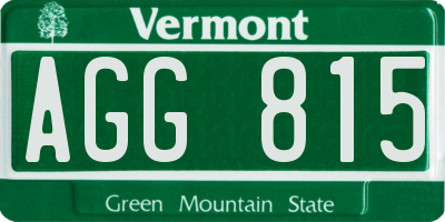 VT license plate AGG815