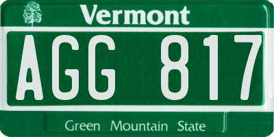 VT license plate AGG817