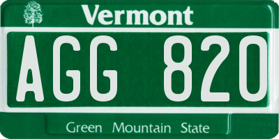 VT license plate AGG820