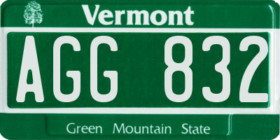 VT license plate AGG832