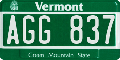 VT license plate AGG837