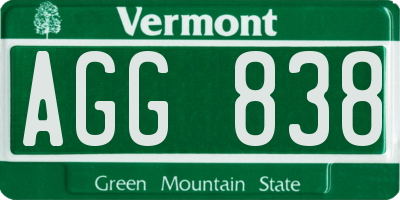 VT license plate AGG838