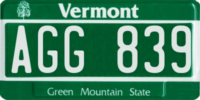 VT license plate AGG839