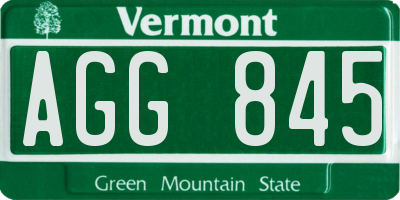 VT license plate AGG845