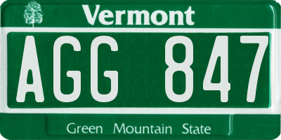 VT license plate AGG847