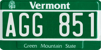 VT license plate AGG851