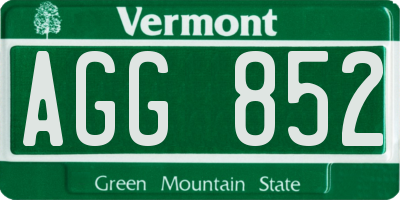 VT license plate AGG852
